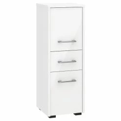 Meilleure vente 👍 Hucoco ASTORIA - Armoire Colonne de salle de bain contemporaine 85x30x30 cm - Meuble de rangement design moderne - Double finition - Blanc laqué 😍