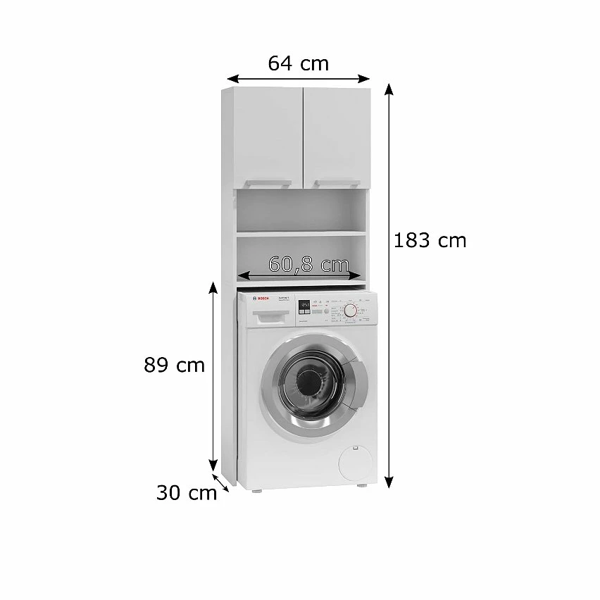 Le moins cher 🌟 Hucoco COMO - Meuble pour machine à laver - 64x183x30cm - Rangement espace buanderie lave linge salle de bains - Style moderne - blanc ✨ 4 Le moins cher 🌟 Hucoco COMO - Meuble pour machine à laver - 64x183x30cm - Rangement espace buanderie lave linge salle de bains - Style moderne - blanc ✨ – Image 2