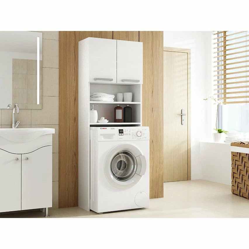 Le moins cher 🌟 Hucoco COMO - Meuble pour machine à laver - 64x183x30cm - Rangement espace buanderie lave linge salle de bains - Style moderne - blanc ✨ 5 Le moins cher 🌟 Hucoco COMO - Meuble pour machine à laver - 64x183x30cm - Rangement espace buanderie lave linge salle de bains - Style moderne - blanc ✨ – Image 3