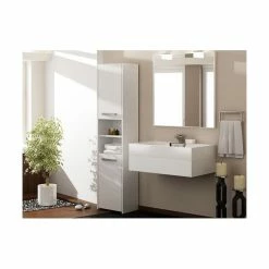 Promo 🔔 Hucoco PISA - Colonne armoire de salle de bain - 30x40x170 cm - Meuble salle de bain - Rangement salle de bain - blanc 👏 -Accessoires pour la maison Soldes 7625895606460 3