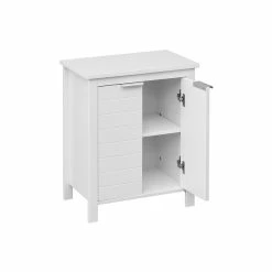 Nouveau 🎁 Mobili Rebecca Rebecca Mobili Armoire de salle de bains moderne à 2 portes et 2 étagères, en bois blanc, peu encombrante 🧨 -Accessoires pour la maison Soldes 8052787046421 4