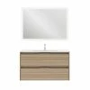 Top 10 ✨ Amizuva Ensemble de meuble, vasque et miroir SUKI avec deux tiroirs H.56,5 x L.100 x P.46 , effet noyer sablé ✨ -Accessoires pour la maison Soldes 8414623500496 1