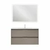 De gros 🤩 Amizuva Ensemble de meuble, vasque et miroir SUKI avec deux tiroirs H.56,5 x L.100 x P.46 , effet Fumé sablé 🎁 -Accessoires pour la maison Soldes 8414623500502 1