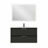 Meilleure affaire 👏 Amizuva Ensemble de meuble, vasque et miroir SUKI avec deux tiroirs H.56,5 x L.100 x P.46 , effet Anthracite brillant 🥰 -Accessoires pour la maison Soldes 8414623500526 1