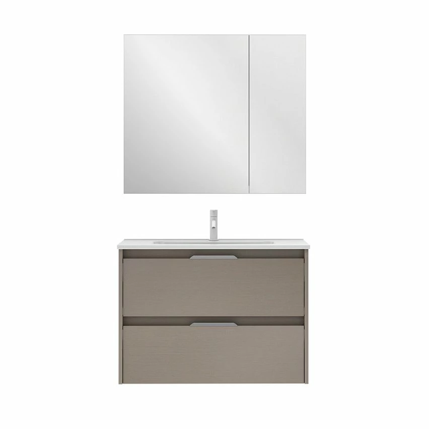 Top 10 🌟 Amizuva Ensemble de meuble, vasque et miroir SUKI avec deux tiroirs H.56,5 x L.80 x P.46 , effet Fumé sablé ❤️ 3 Top 10 🌟 Amizuva Ensemble de meuble, vasque et miroir SUKI avec deux tiroirs H.56,5 x L.80 x P.46 , effet Fumé sablé ❤️