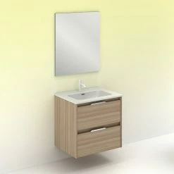 Vente flash 🎁 Amizuva Ensemble de meuble, vasque et miroir SUKI avec deux tiroirs H.56,5 x L.60 x P.46 , effet noyer sablé 🛒 13 Vente flash 🎁 Amizuva Ensemble de meuble, vasque et miroir SUKI avec deux tiroirs H.56,5 x L.60 x P.46 , effet noyer sablé 🛒 -Accessoires pour la maison Soldes 8414623500595 6 1