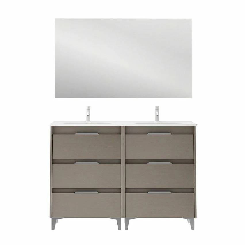 Meilleure affaire 🔔 Amizuva Meuble double vasque SUKI avec six tiroirs H.74 x L.120 x P.46 , effet Fumé sablé | Il comprend la vasque en céramique 😍 3 Meilleure affaire 🔔 Amizuva Meuble double vasque SUKI avec six tiroirs H.74 x L.120 x P.46 , effet Fumé sablé | Il comprend la vasque en céramique 😍