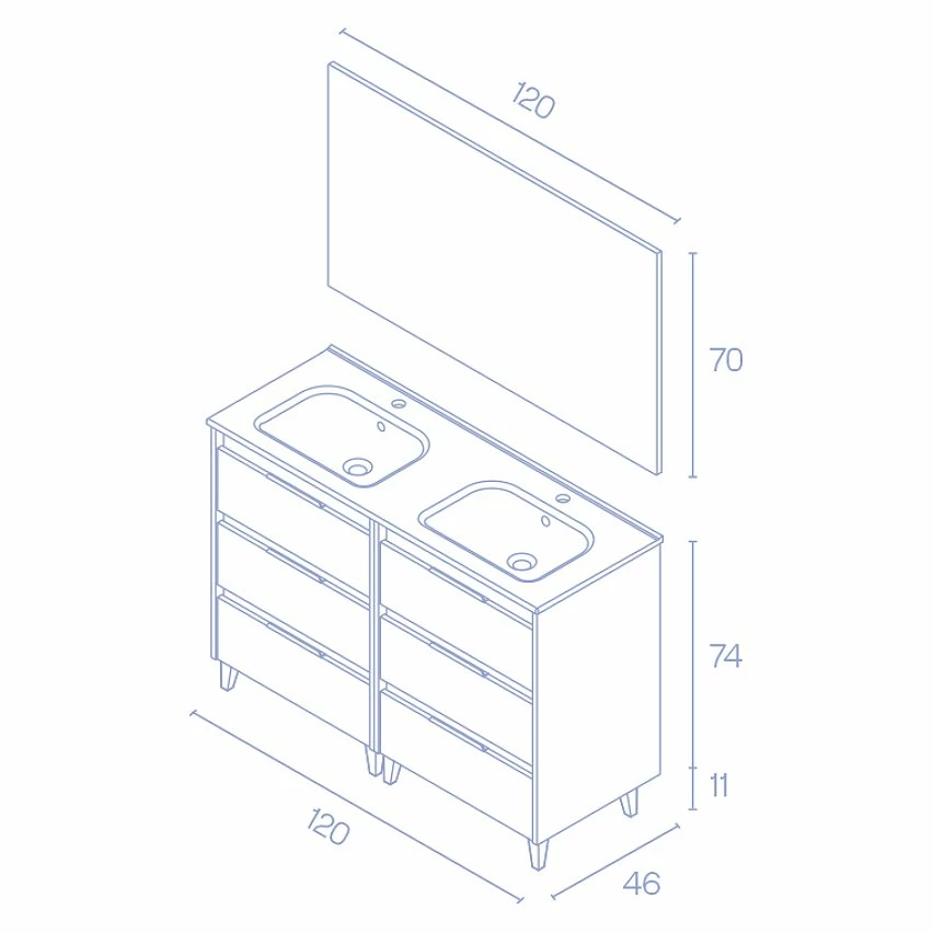 Meilleure affaire 🔔 Amizuva Meuble double vasque SUKI avec six tiroirs H.74 x L.120 x P.46 , effet Fumé sablé | Il comprend la vasque en céramique 😍 8 Meilleure affaire 🔔 Amizuva Meuble double vasque SUKI avec six tiroirs H.74 x L.120 x P.46 , effet Fumé sablé | Il comprend la vasque en céramique 😍 – Image 6