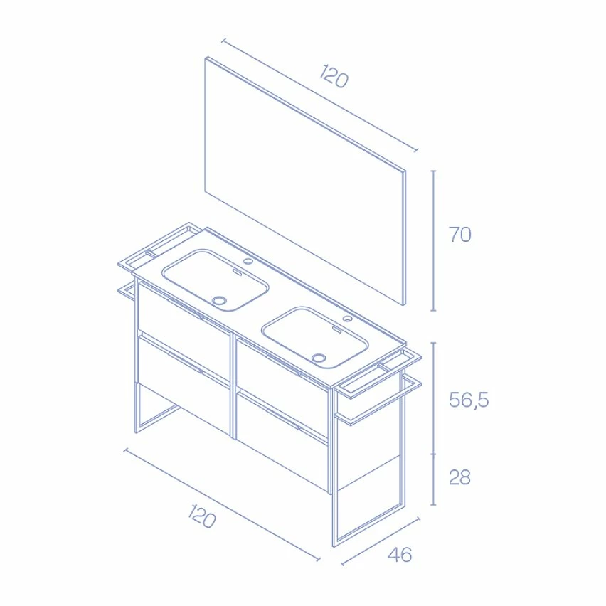 Meilleure vente ✔️ Amizuva Ensemble de meuble, vasque et miroir KEIKO avec quatre tiroirs H.56,5 x L.120 x P.46 , effet Gris sablé 💯 8 Meilleure vente ✔️ Amizuva Ensemble de meuble, vasque et miroir KEIKO avec quatre tiroirs H.56,5 x L.120 x P.46 , effet Gris sablé 💯 – Image 6