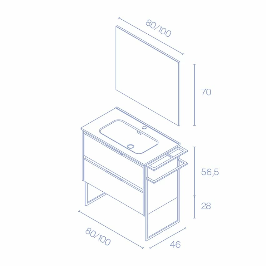 Meilleure affaire 😀 Amizuva Meuble simple vasque KEIKO avec deux tiroirs H.56,5 x L.80 x P.46 , effet Gris sablé | Il comprend la vasque en céramique 👏 8 Meilleure affaire 😀 Amizuva Meuble simple vasque KEIKO avec deux tiroirs H.56,5 x L.80 x P.46 , effet Gris sablé | Il comprend la vasque en céramique 👏 – Image 6