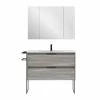 Nouveau 👍 Amizuva Ensemble de meuble, vasque et miroir KEIKO avec deux tiroirs H.56,5 x L.100 x P.46 , effet Gris sablé 🔔