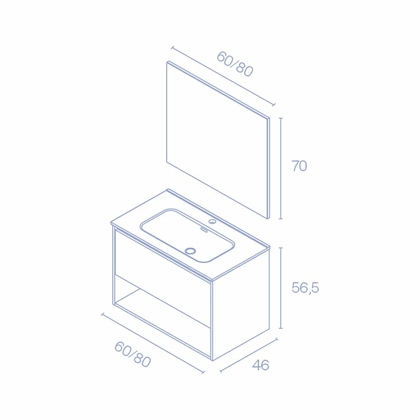 Coupon ❤️ Amizuva Ensemble de meuble, vasque et miroir NIWA avec un tiroir et un niche H.56,5 x L.80 x P.46 , effet Chêne sablé 🎁 5 Coupon ❤️ Amizuva Ensemble de meuble, vasque et miroir NIWA avec un tiroir et un niche H.56,5 x L.80 x P.46 , effet Chêne sablé 🎁 – Image 3