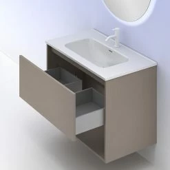 Nouveau 🔔 Amizuva Ensemble de meuble, vasque et miroir NIWA avec un tiroir et un niche H.56,5 x L.80 x P.46 , effet Fumé sablé 🔥 13 Nouveau 🔔 Amizuva Ensemble de meuble, vasque et miroir NIWA avec un tiroir et un niche H.56,5 x L.80 x P.46 , effet Fumé sablé 🔥 -Accessoires pour la maison Soldes 8414623501721 6