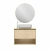 Meilleur prix 💯 Amizuva Ensemble de meuble, vasque et miroir NIWA TOP avec un tiroir et un niche H.56,5 x L.80 x P.46 , effet Chêne sablé 🤩 -Accessoires pour la maison Soldes 8414623501738 1