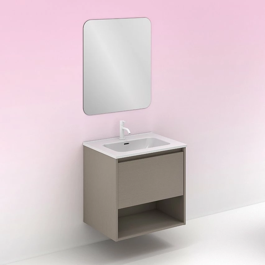 Remise 🔔 Amizuva Meuble simple vasque NIWA avec un tiroir et un niche H.56,5 x L.60 x P.46 , effetFumé sablé | Il comprend la vasque en céramique 🛒 8 Remise 🔔 Amizuva Meuble simple vasque NIWA avec un tiroir et un niche H.56,5 x L.60 x P.46 , effetFumé sablé | Il comprend la vasque en céramique 🛒 – Image 6