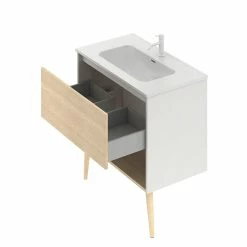 Les meilleures critiques de 🤩 Amizuva Meuble simple vasque NARA avec un tiroir et un niche H.56,5 x L.80 x P.46 , effet Blanco Mate/ Chêne sablé | Il comprend la vasque en céramique 🌟 -Accessoires pour la maison Soldes 8414623501967 6 1