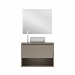 Les meilleures critiques de 👏 Amizuva Meuble simple vasque NIWA TOP avec un tiroir et un niche H.56,5 x L.80 x P.46 , effet Fumé sablé | Il comprend la vasque en céramique 🔥