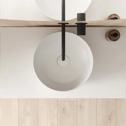 Budget ✔️ Amizuva Meuble simple vasque YOKO TOPavec un tiroir et un niche H.56,5 x L.60 x P.46 , effet blanc brillant | Il comprend la vasque en céramique 👏 -Accessoires pour la maison Soldes 8414623502131 5 9