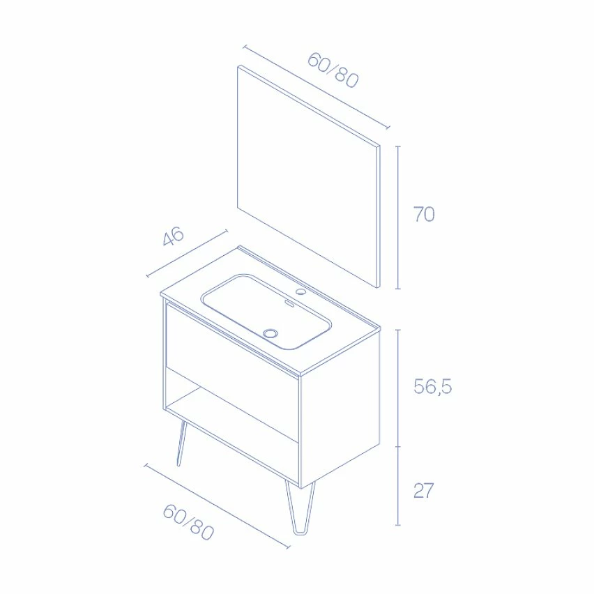 Coupon 😍 Amizuva Ensemble de meuble, vasque et miroir YOKO avec un tiroir et un niche H.56,5 x L.60 x P.46 , effet Fumé sablé 👍 7 Coupon 😍 Amizuva Ensemble de meuble, vasque et miroir YOKO avec un tiroir et un niche H.56,5 x L.60 x P.46 , effet Fumé sablé 👍 – Image 5