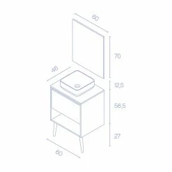Nouveau ✨ Amizuva Meuble simple vasque NARA TOP avec un tiroir et un niche H.56,5 x L.60 x P.46 , effet Blanco Mate/ Chêne sablé | Il comprend la vasque en céramique ❤️ 13 Nouveau ✨ Amizuva Meuble simple vasque NARA TOP avec un tiroir et un niche H.56,5 x L.60 x P.46 , effet Blanco Mate/ Chêne sablé | Il comprend la vasque en céramique ❤️ -Accessoires pour la maison Soldes 8414623502254 6