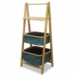 Meilleur prix ⌛ Urban Living Étagère de salle de bain en bambou avec paniers 45x34xH109 cm 👍
