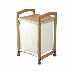 Grosses soldes 😀 MSV Coffre à linge Bambou à roulettes 🎁