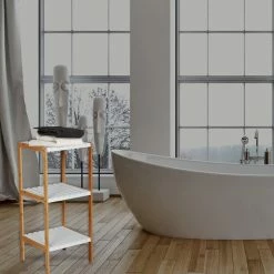 Offres 🛒 MSV Etagère Meuble de rangement 3 Niveaux Bambou & MDF Blanc 😍 -Accessoires pour la maison Soldes 8422914500124 2