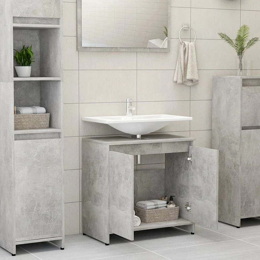 Bon marché 👏 vidaXL Armoire de salle de bain Gris béton 60x33x61 cm Aggloméré 👍 4 Bon marché 👏 vidaXL Armoire de salle de bain Gris béton 60x33x61 cm Aggloméré 👍 – Image 2